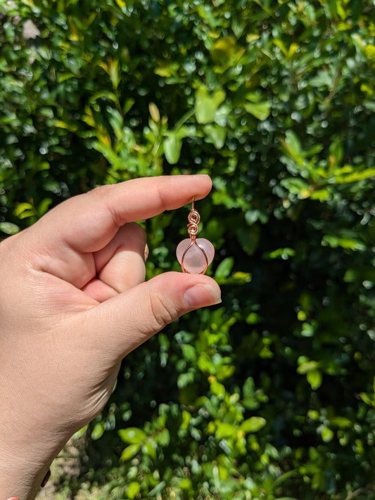 Mini rose quartz heart pendants