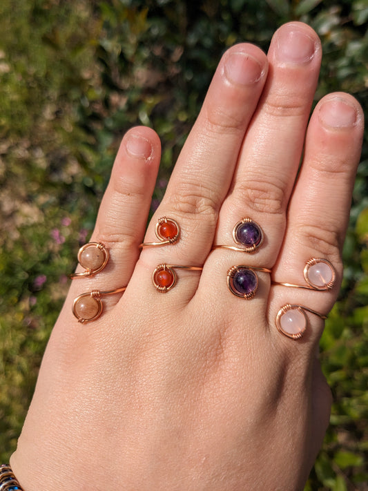 Simple adjustable crystal rings