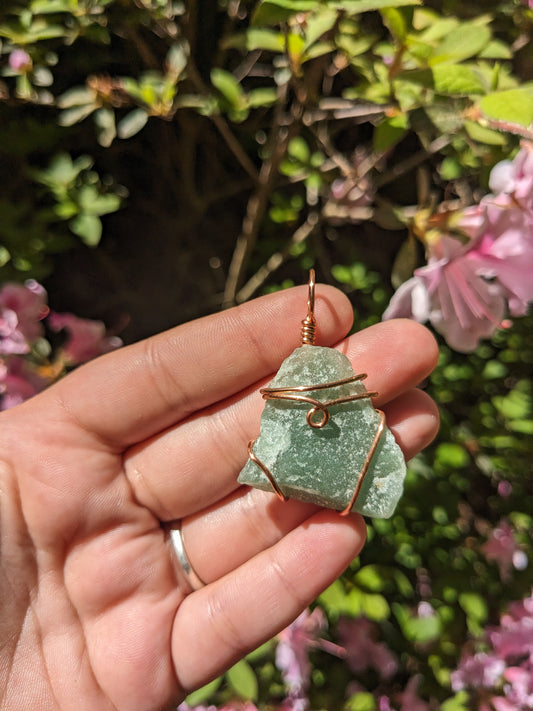 Raw green aventurine pendant