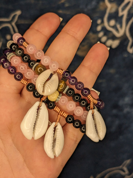 Cowrie shell crystal bracelets