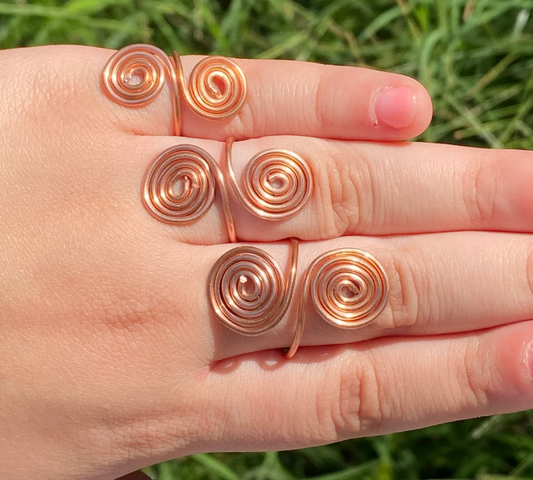 Adjustable copper spiral ring