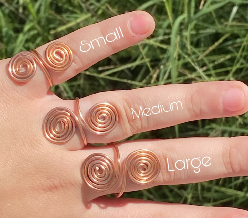 Adjustable copper spiral ring